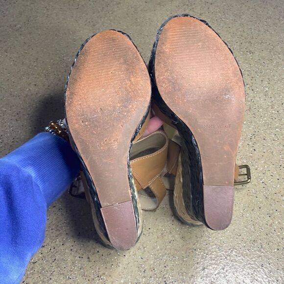 Nine West Unstopable Leather and Grass Wrapped Wedge Sandals 7 - Picture 10 of 12